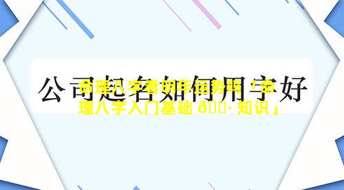 命理八字看明年运势吗「命理八字入门基础 🌷 知识」